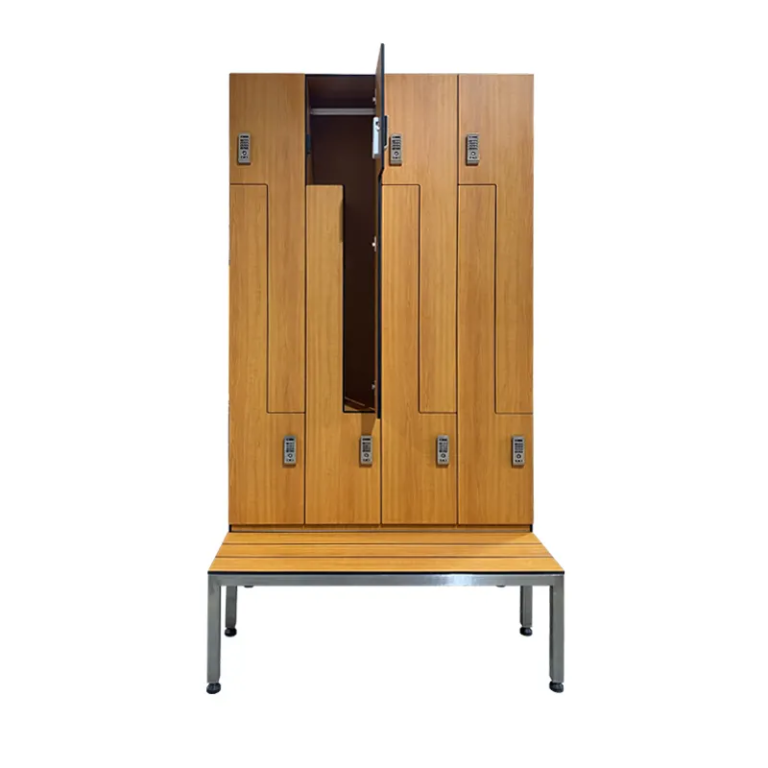 HPL Locker Z-Type with Bench – 8 Doors, Durable and Functional Storage Solution (W1200×D400×H1900 mm)