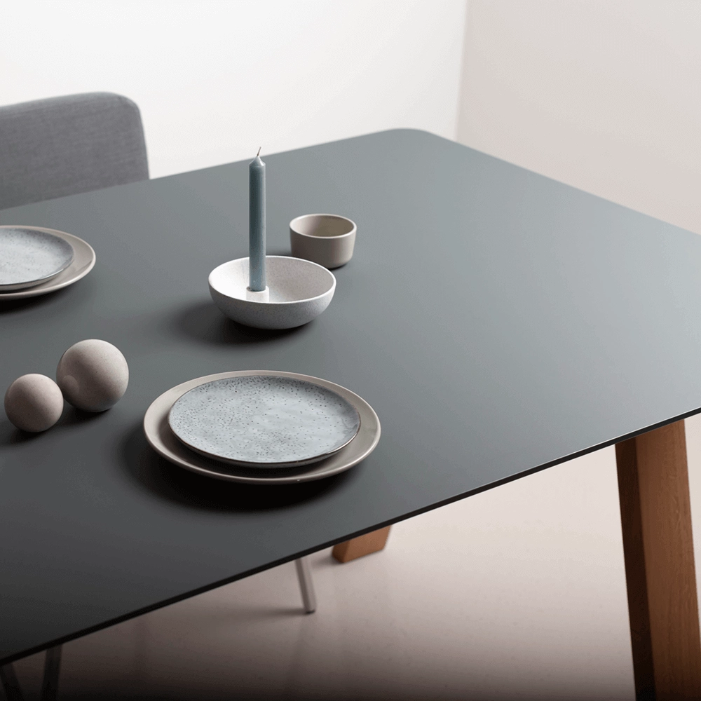 HPL table top in a modern setting, showcasing durability and sleek design.